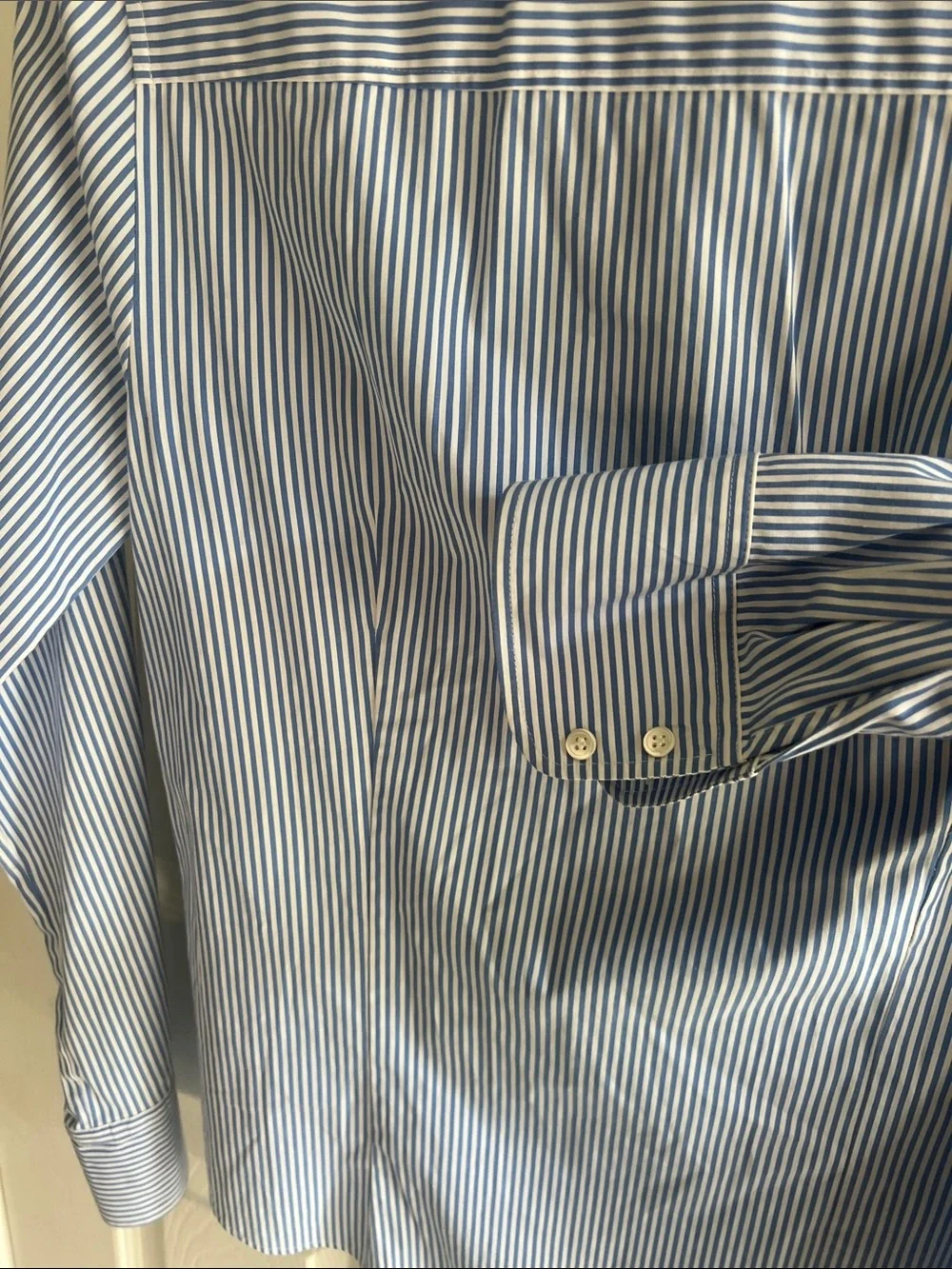 J. Crew Blue and White Vertical Stripe Dress Shirt